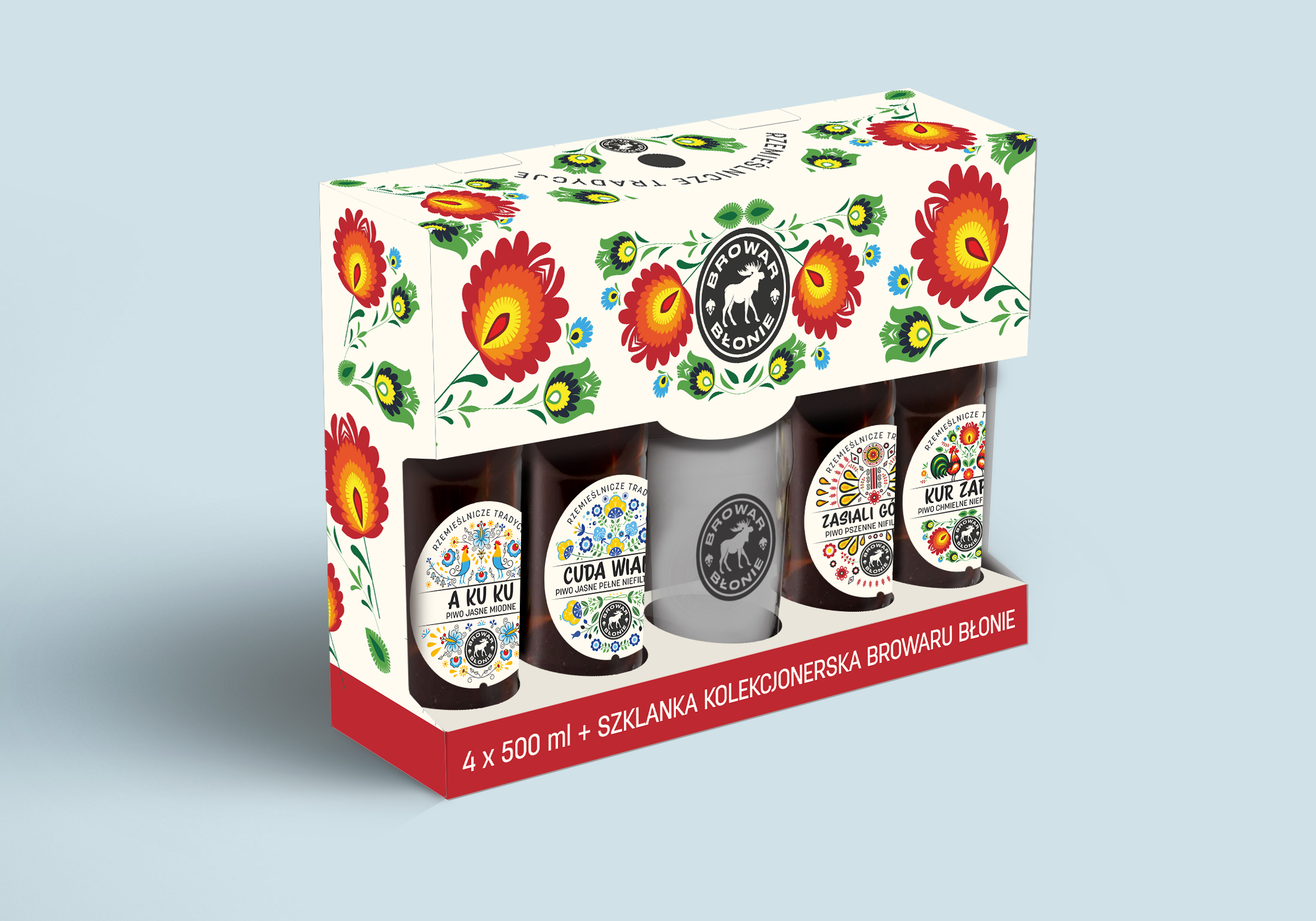 Gift set 4 beers + glass front